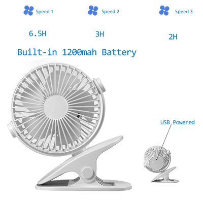 Fan ricaricabile del passeggiatore della clip del PWB Mini Portable Battery Fan 1200mAh