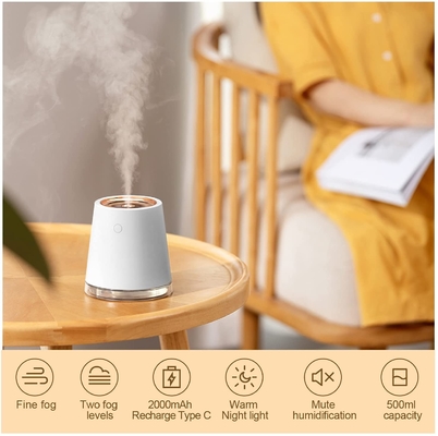 USB LED Mini Cool Mist Humidifier 500ml 2000mah 2 ricaricabili in 1 umidificatore